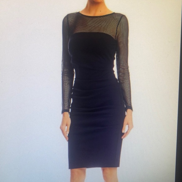 NICOLE MILLER Black dress with lace inserts NWT size 4 - Picture 2 of 5